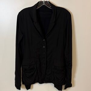 Rick Owens Black Draped Button Jacket Avant-Garde Lightweight Mesh Detail